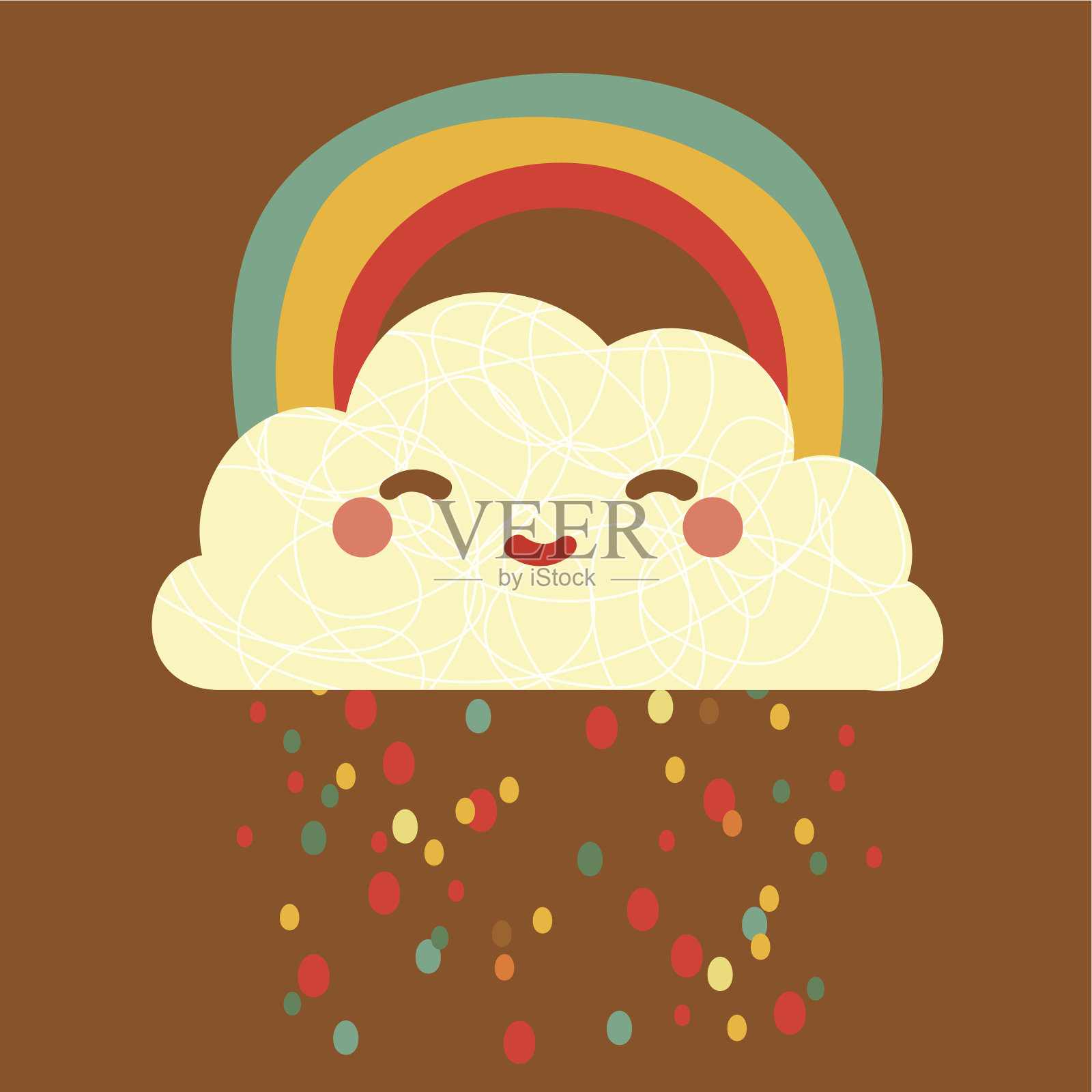 云和彩虹插画图片素材