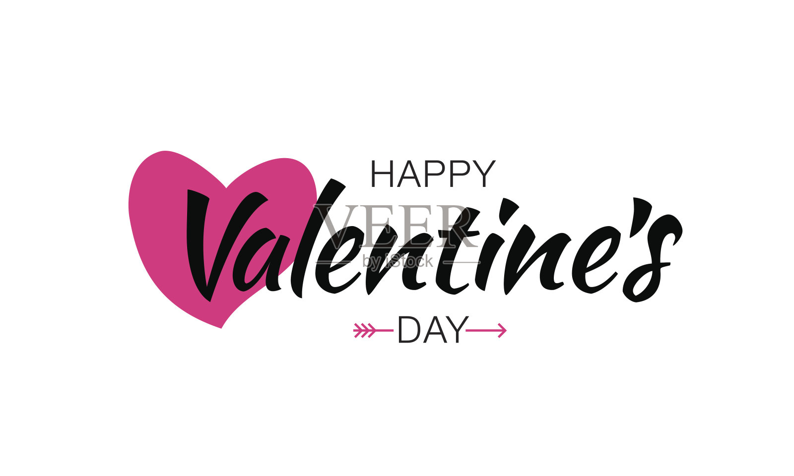 矢量快乐的情人节字母卡片背景与粉红色的心。插画图片素材