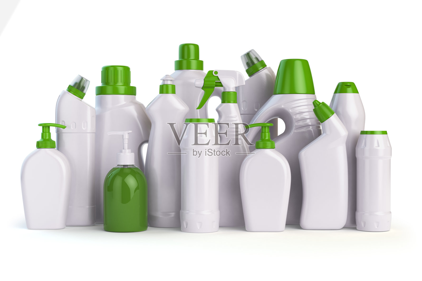 天然绿色洗涤剂瓶或容器。清洁用品插画图片素材