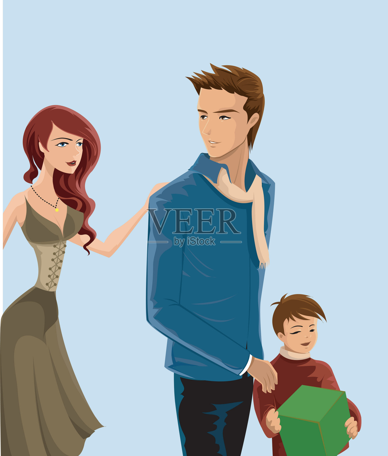 年轻的家庭插画图片素材