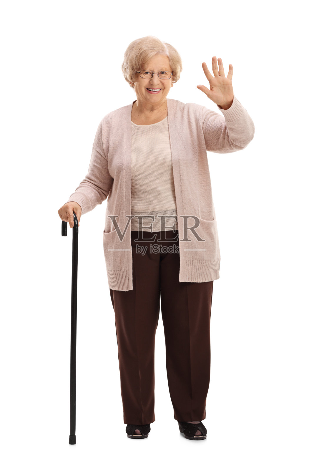 拄着拐杖的老妇人照片摄影图片