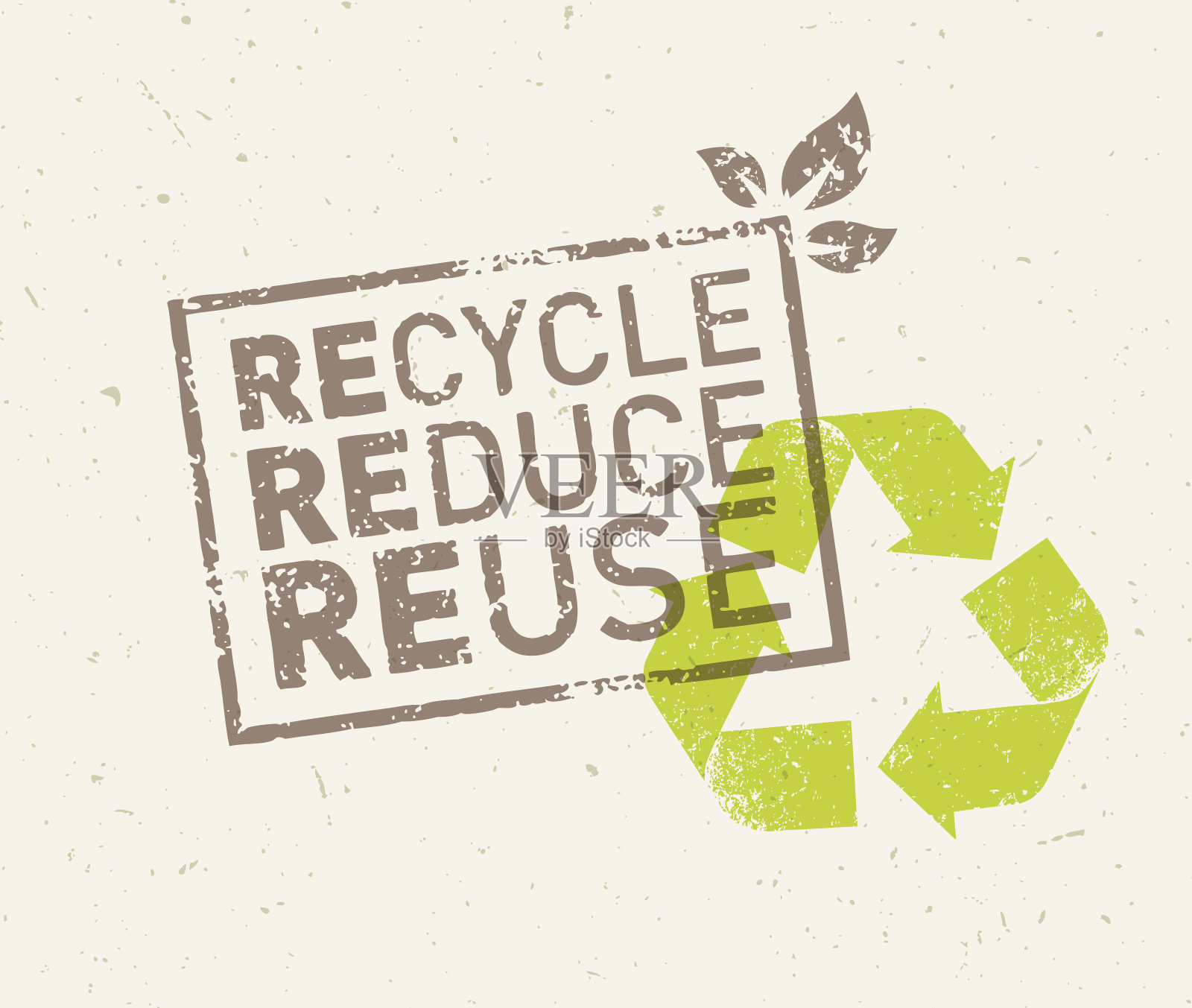 绿色循环，减少再利用。以再生纸为背景的可持续生态载体概念。插画图片素材