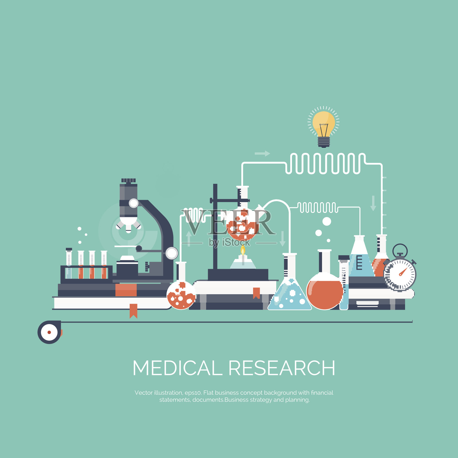 矢量插图。简单的医学和化学背景。医学研究、实验插画图片素材