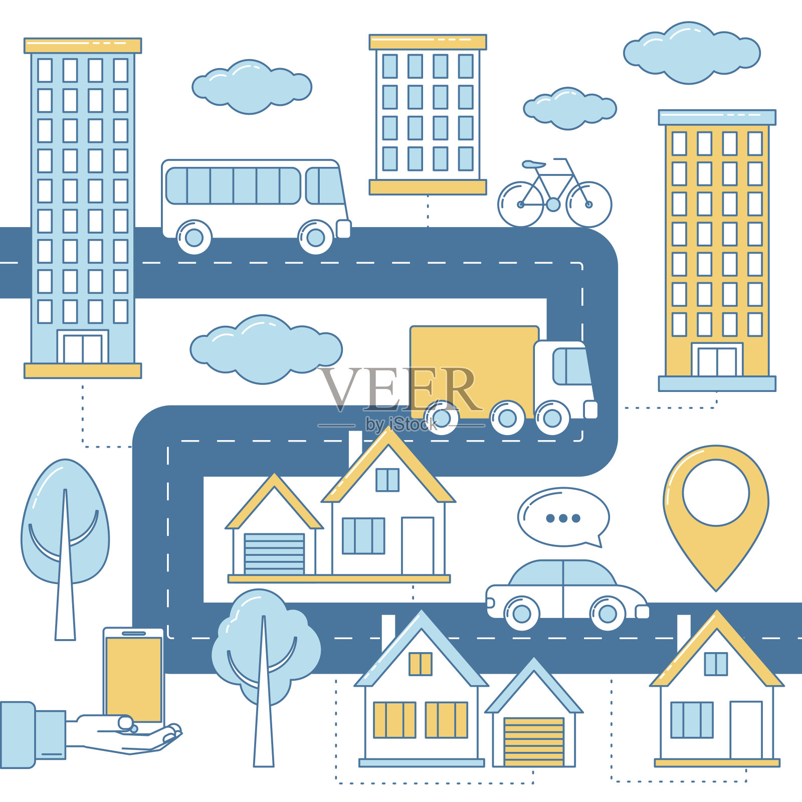 城市交通系统插画图片素材
