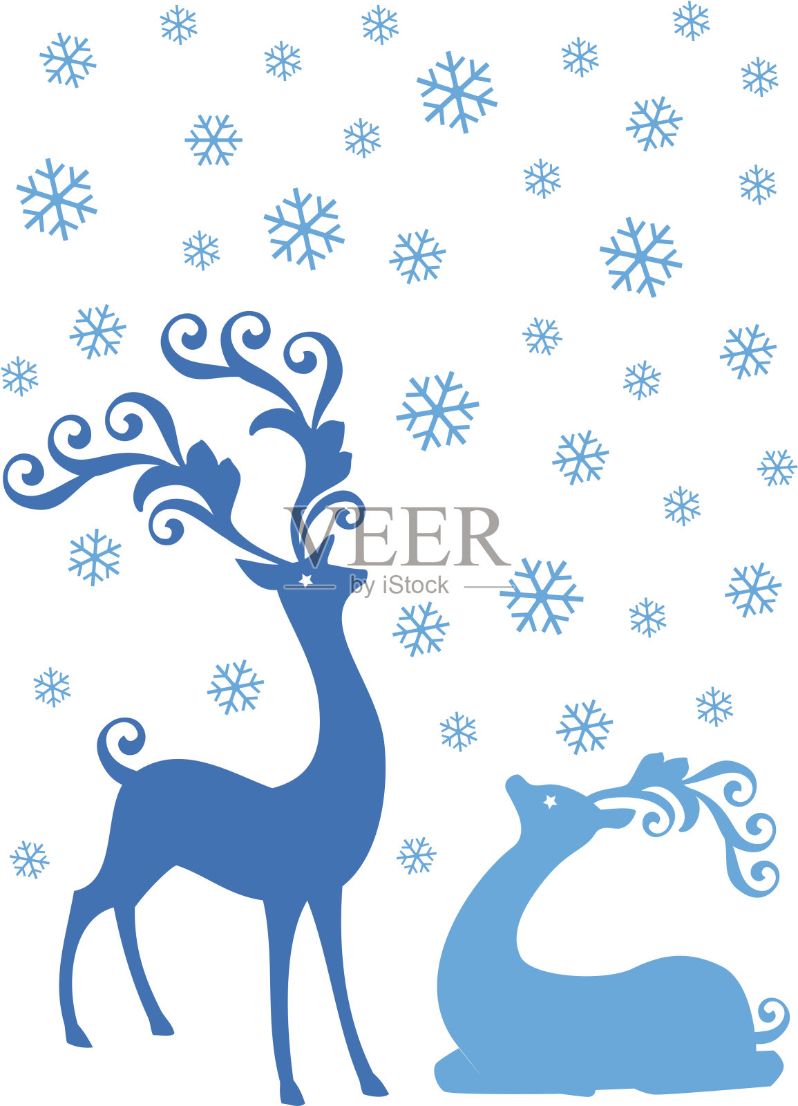 圣诞鹿在下雪，向量插画图片素材