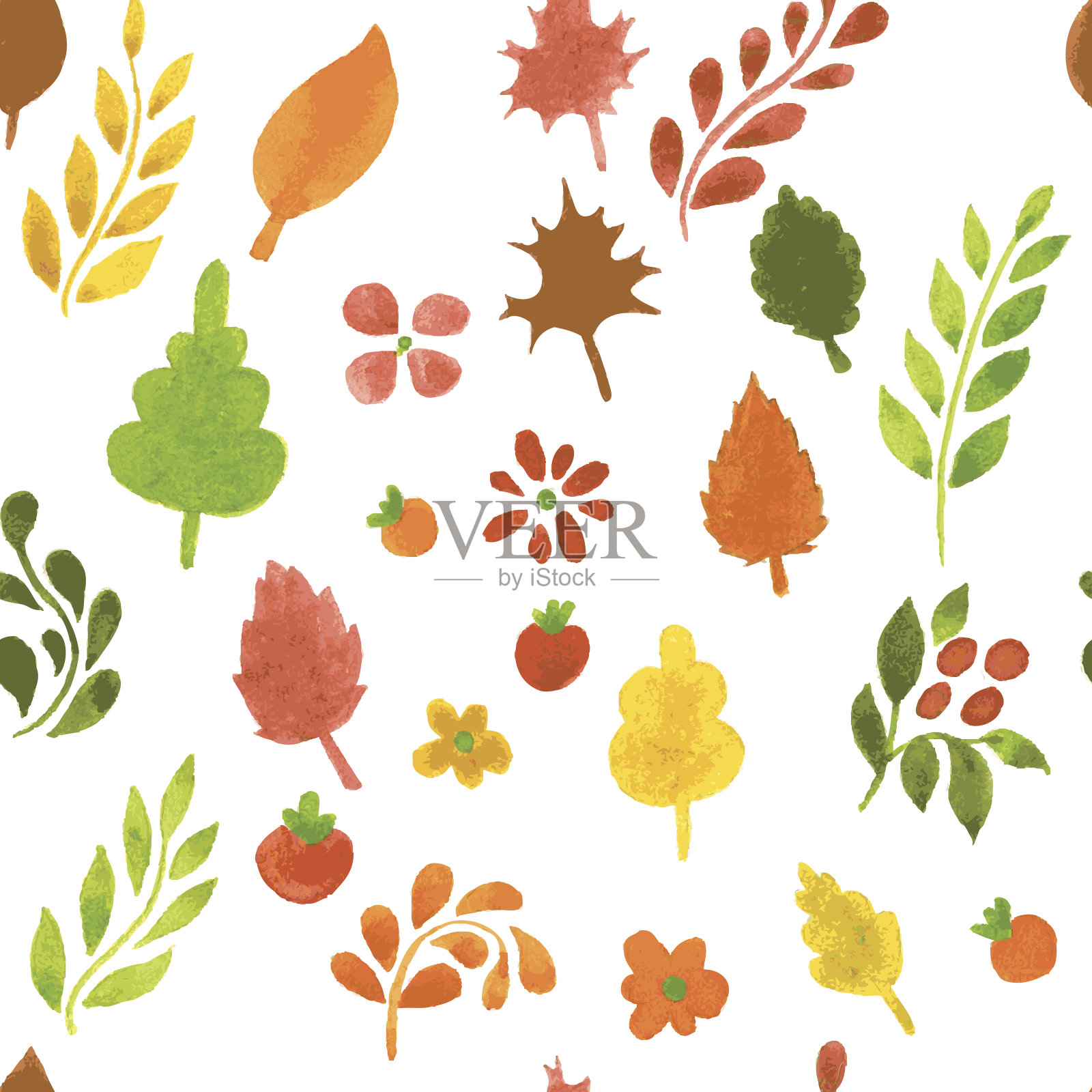 秋天树叶模式插画图片素材