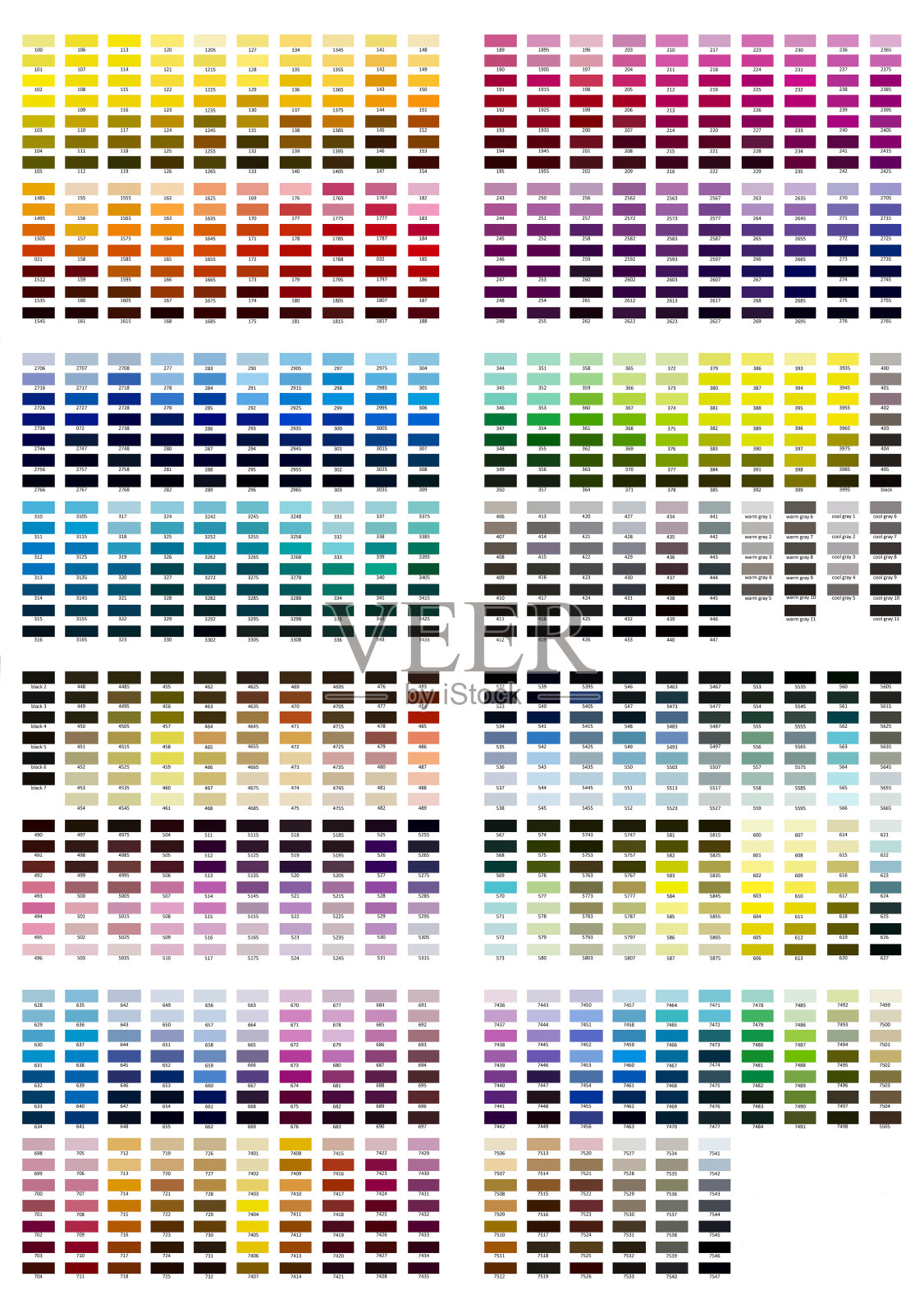 颜色参考插图。所有色调从100到7547照片摄影图片