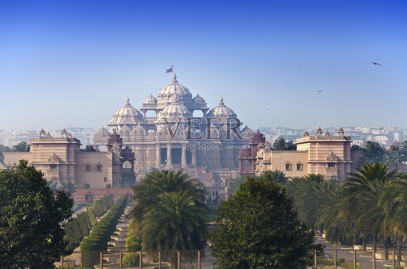美丽的寺庙Akshardham在德里，印度照片摄影图片