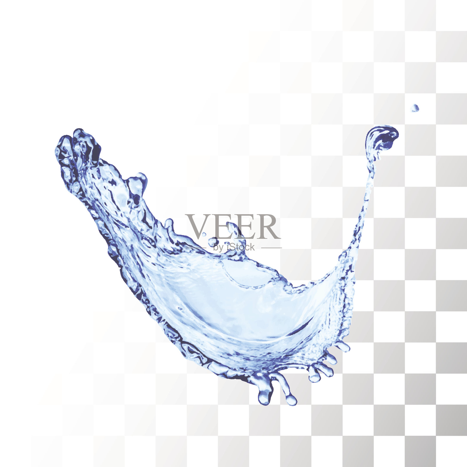 蓝色水花孤立在白色设计元素图片