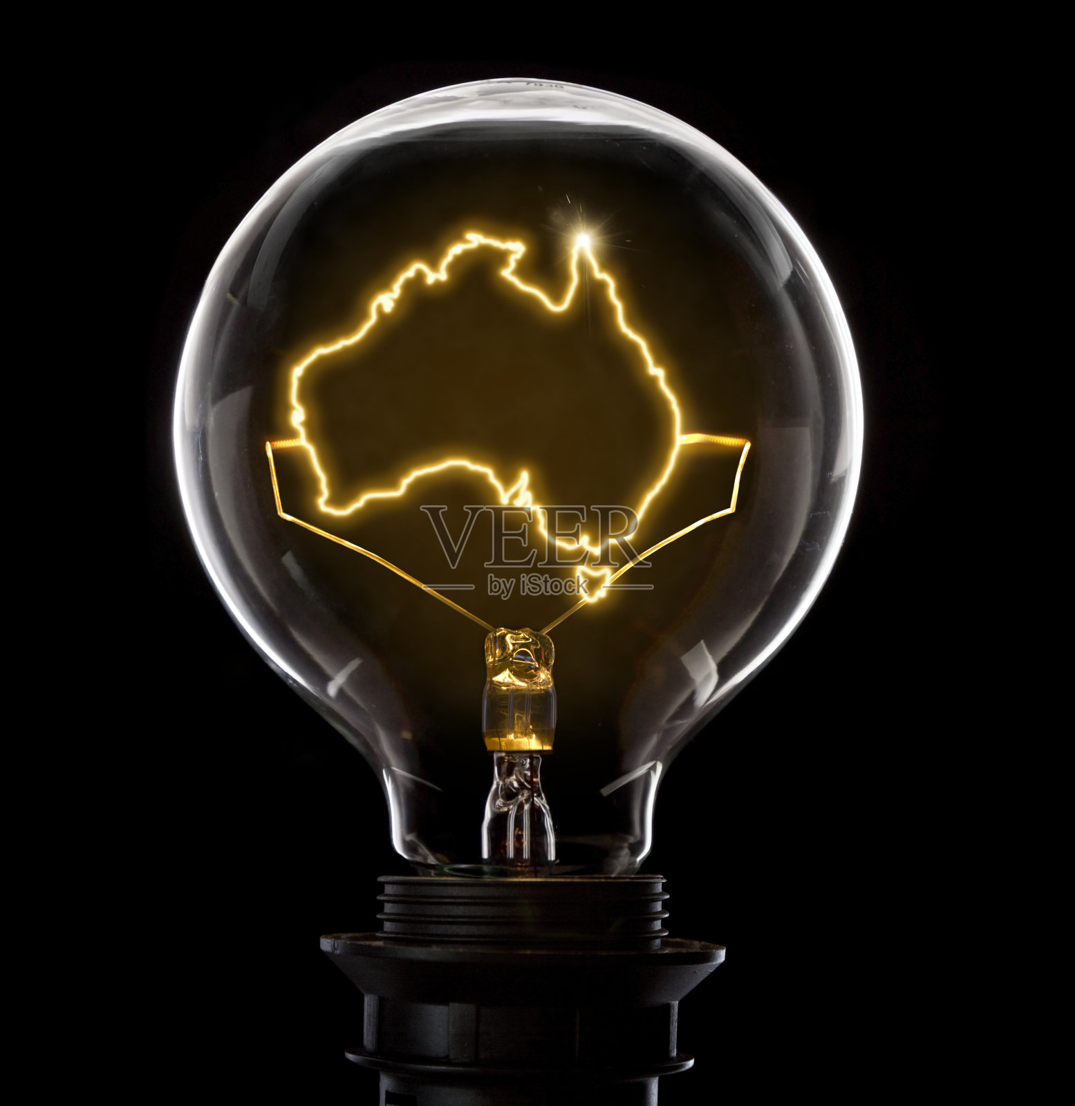 澳大利亚形状发光线灯泡(系列)照片摄影图片