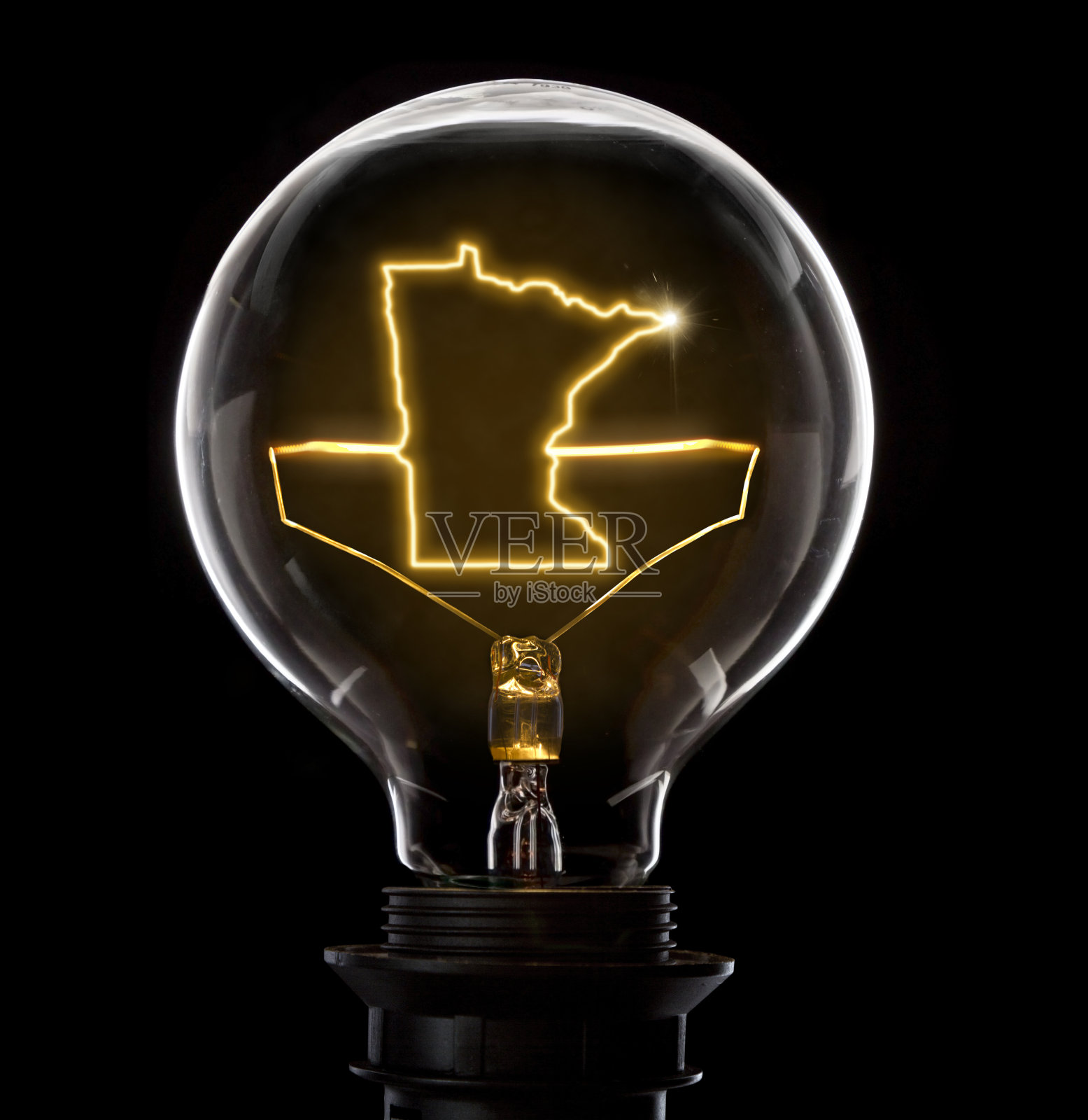 明尼苏达州形状的发光灯泡(系列)照片摄影图片