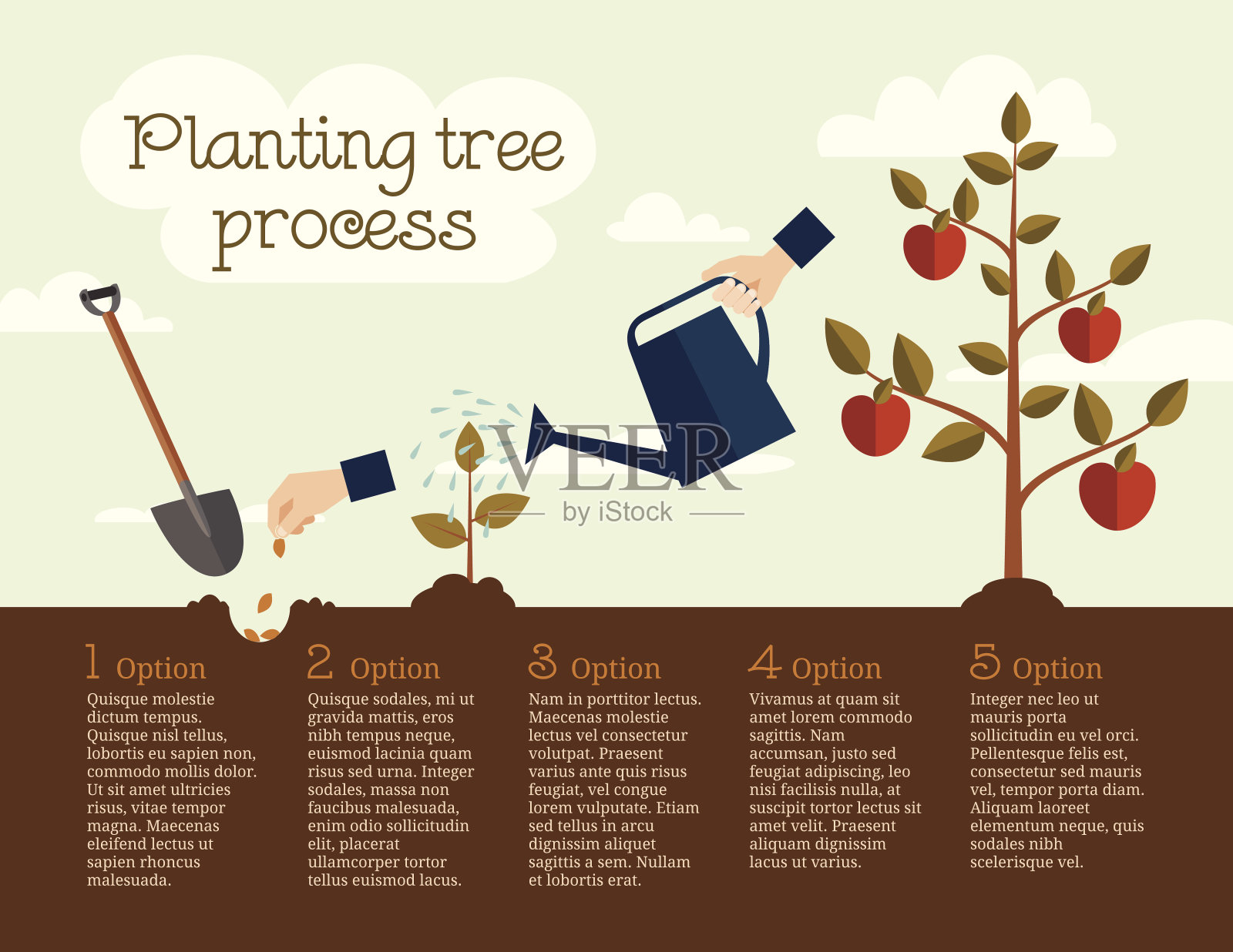 树种植过程插画图片素材
