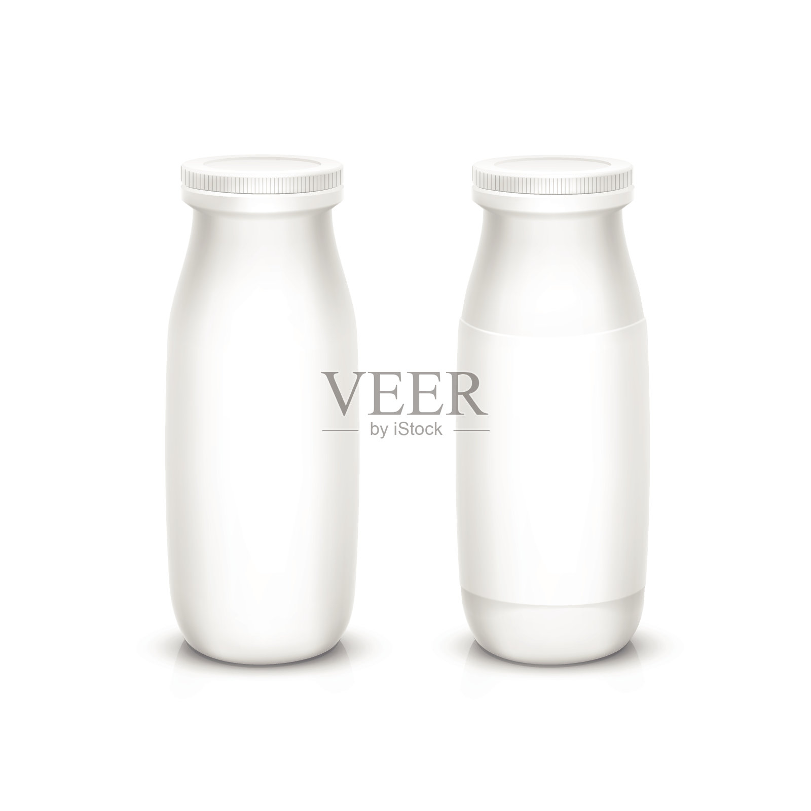牛奶或酸奶的空白白瓶向量集设计元素图片