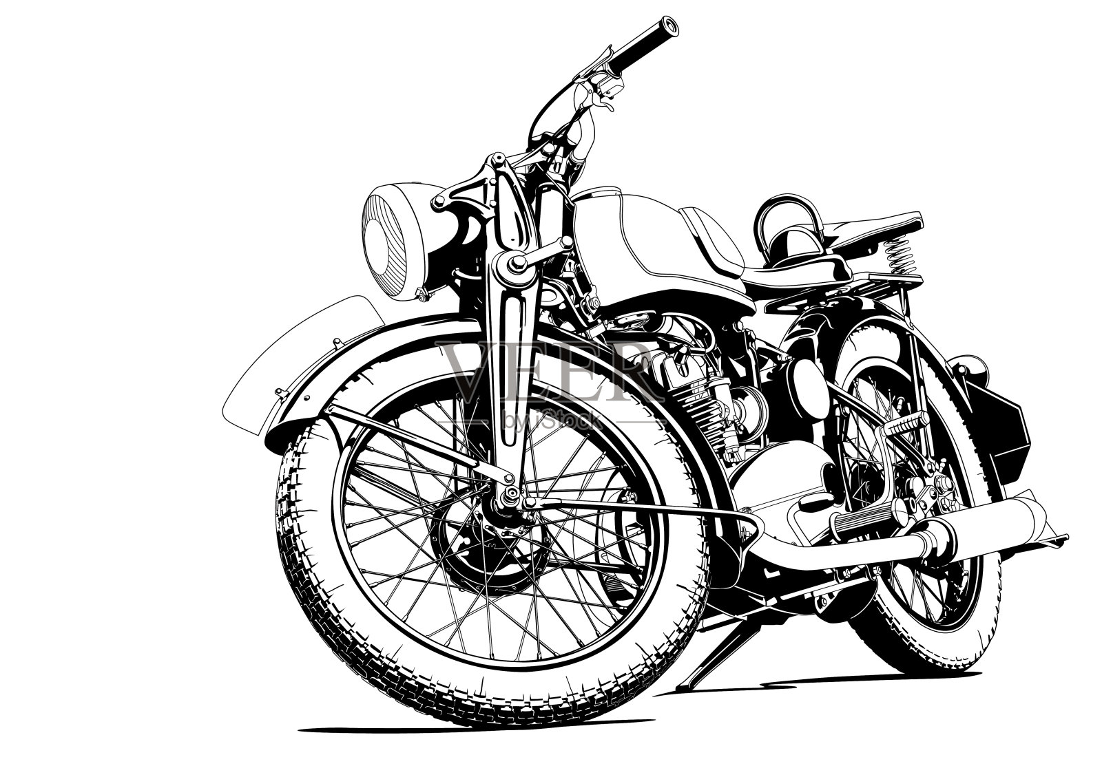 旧摩托车插图插画图片素材