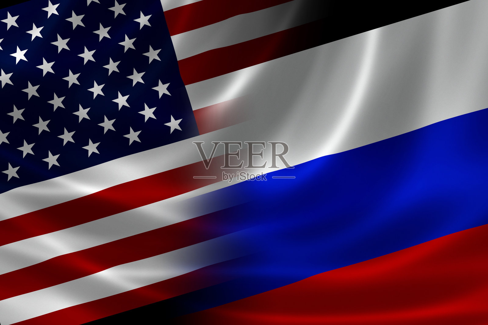 美国和俄罗斯的合并国旗照片摄影图片