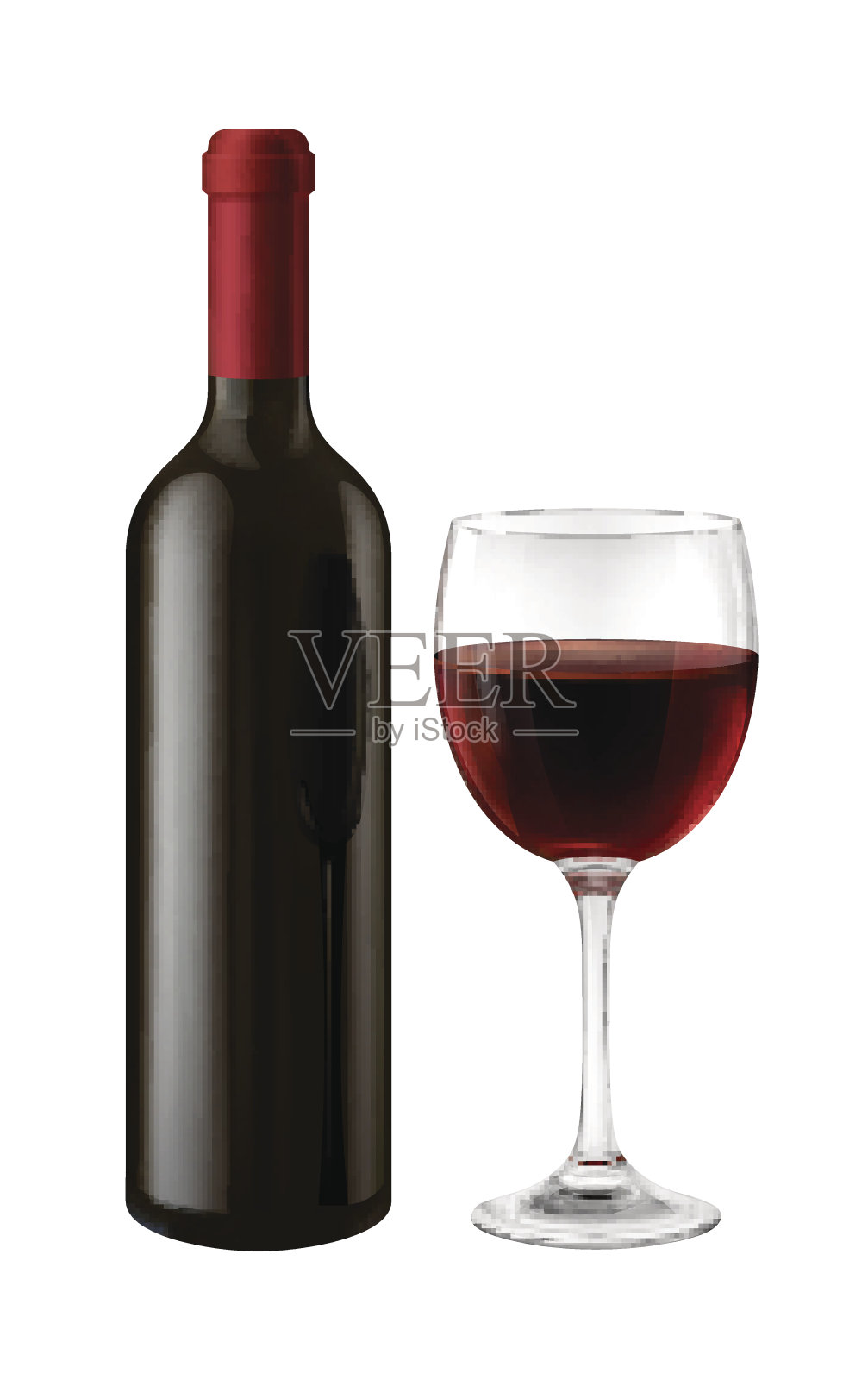 一瓶和一杯红酒设计元素图片