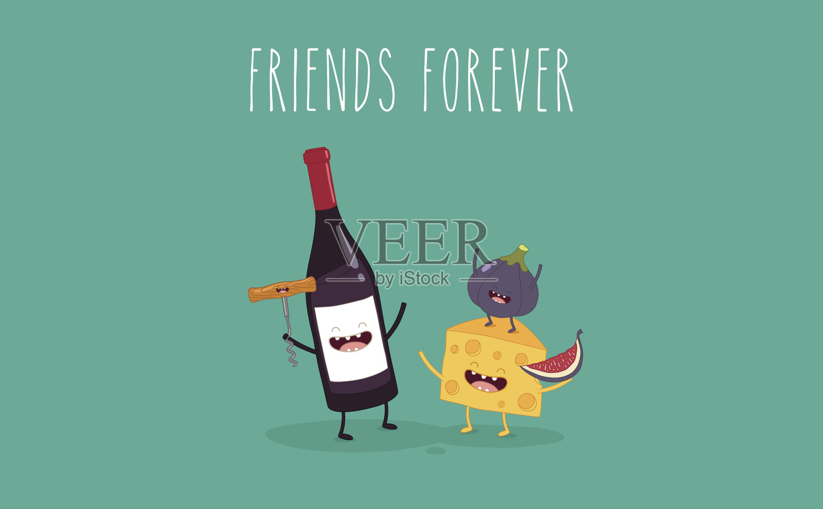 葡萄酒和奶酪插画图片素材