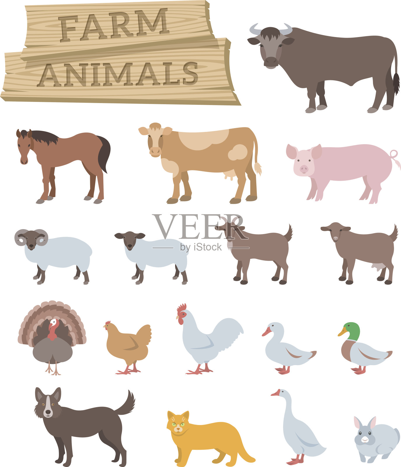 家畜家畜平面矢量图标设计元素图片