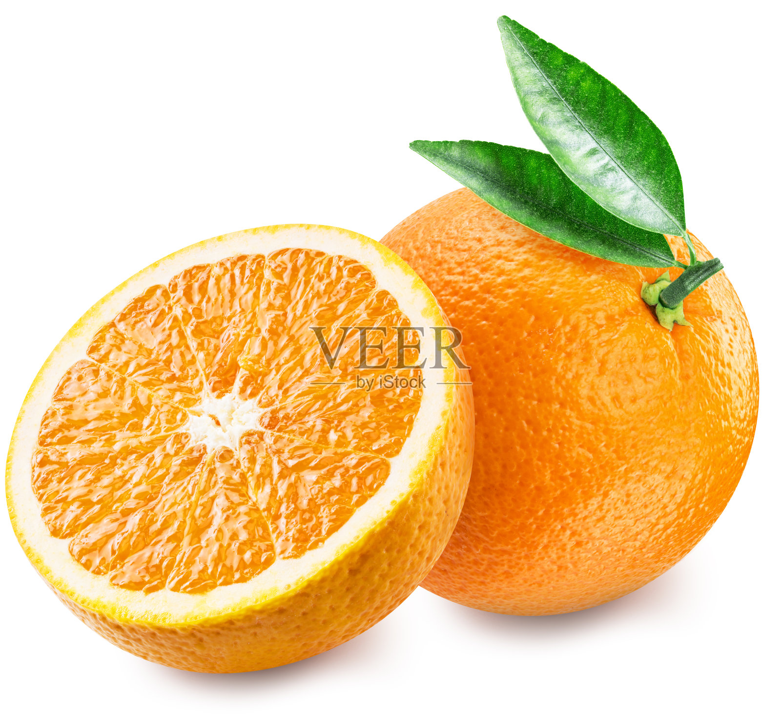 橘子和半个水果。照片摄影图片