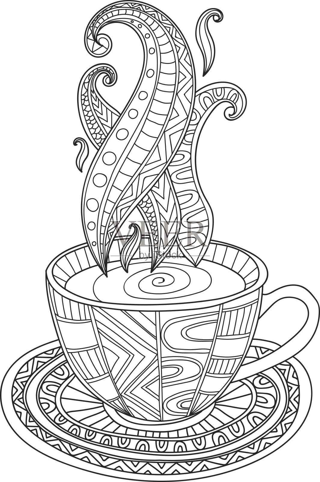 带有抽象装饰的矢量咖啡或茶杯插画图片素材