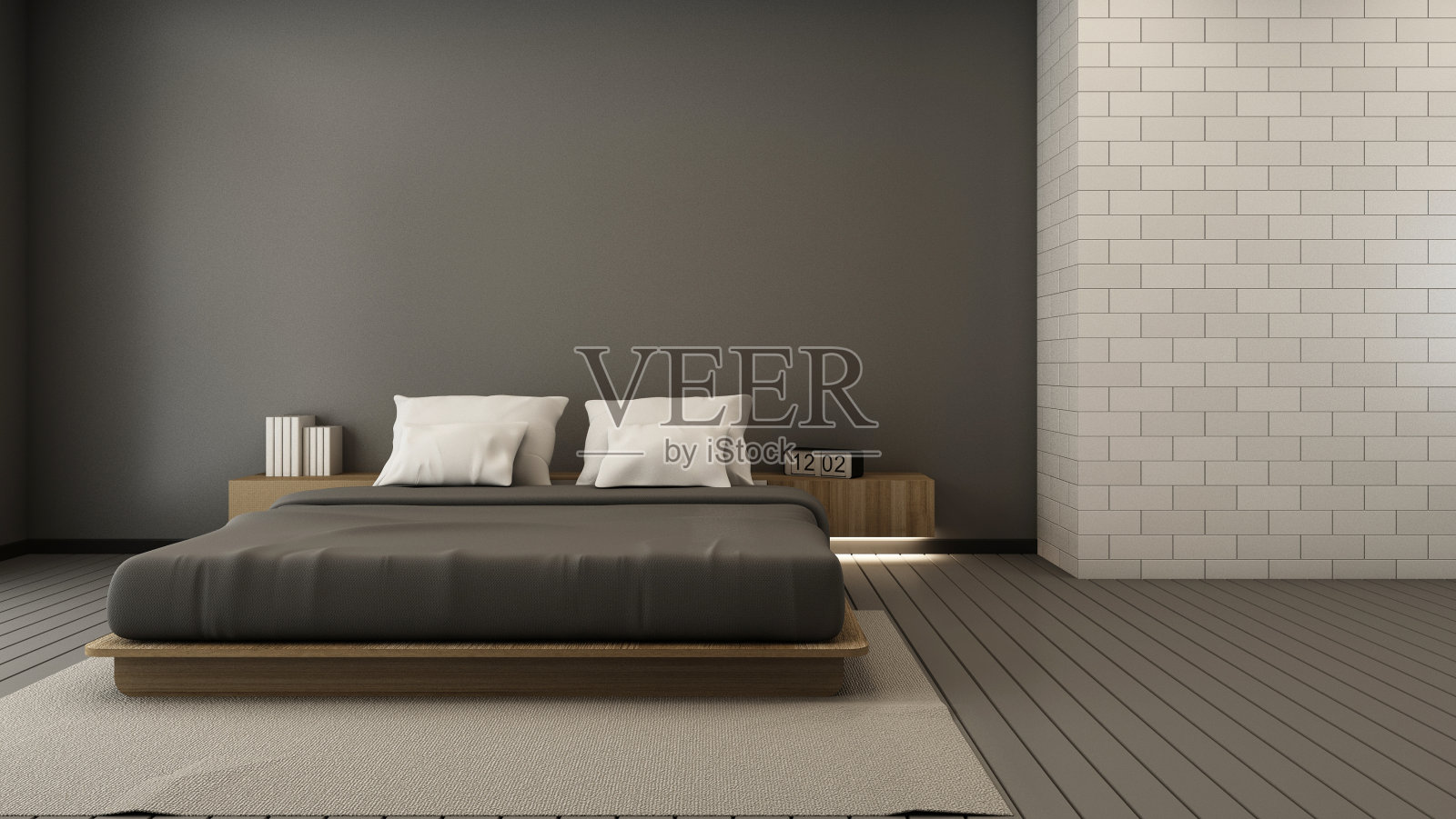 卧室设计现代& Loft - 3D渲染照片摄影图片