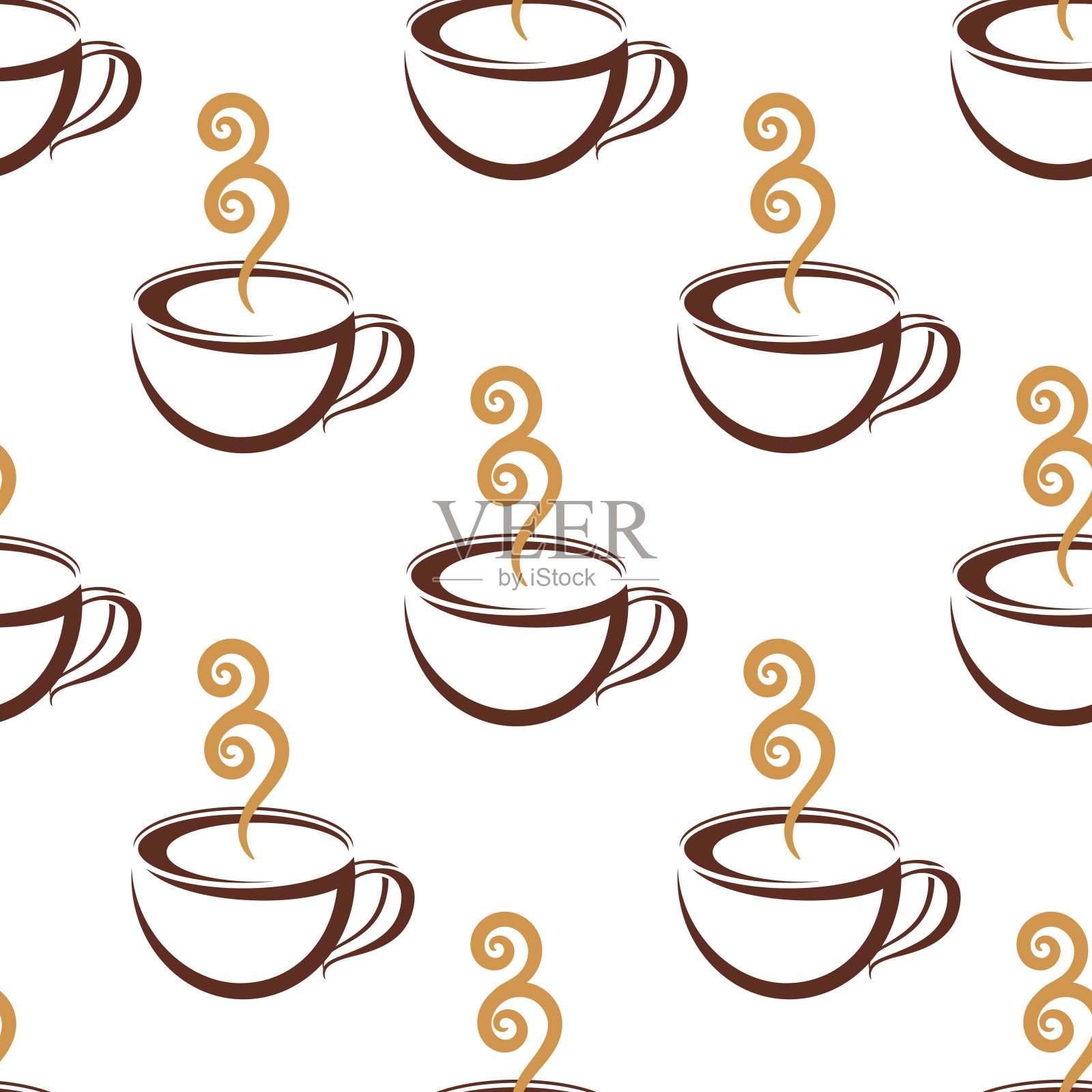 无缝模式的热气杯咖啡插画图片素材