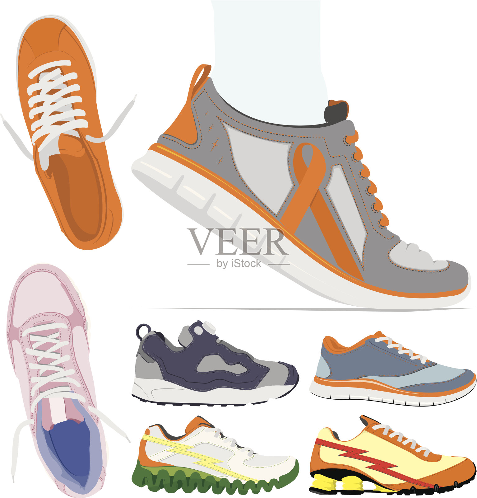 向量跑鞋收集设计元素图片