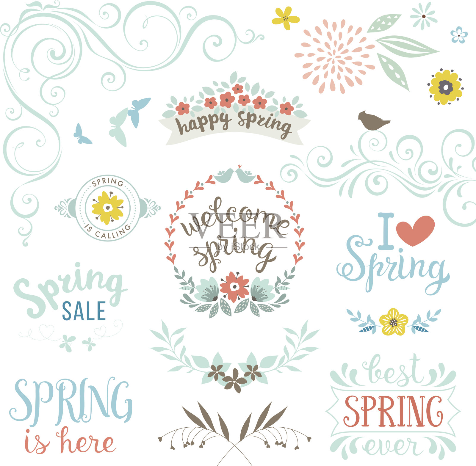 快乐Spring元素集插画图片素材