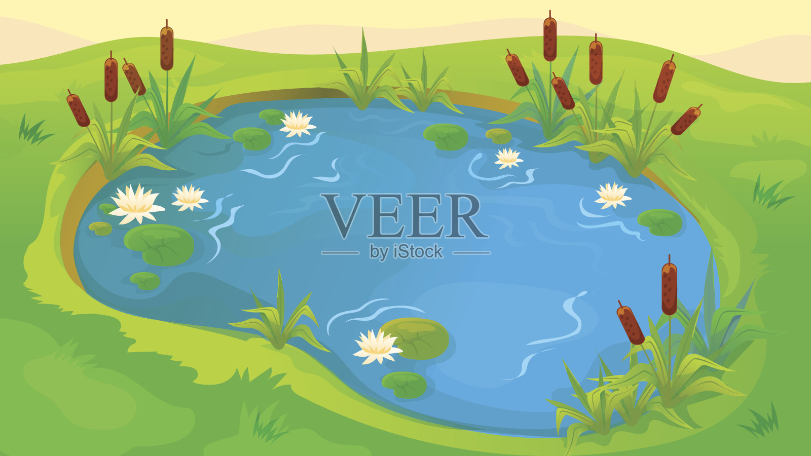 池塘游戏背景插画图片素材