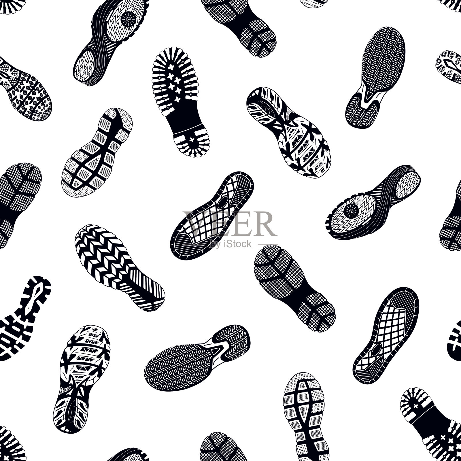 鞋子轨迹无缝模式-插图插画图片素材