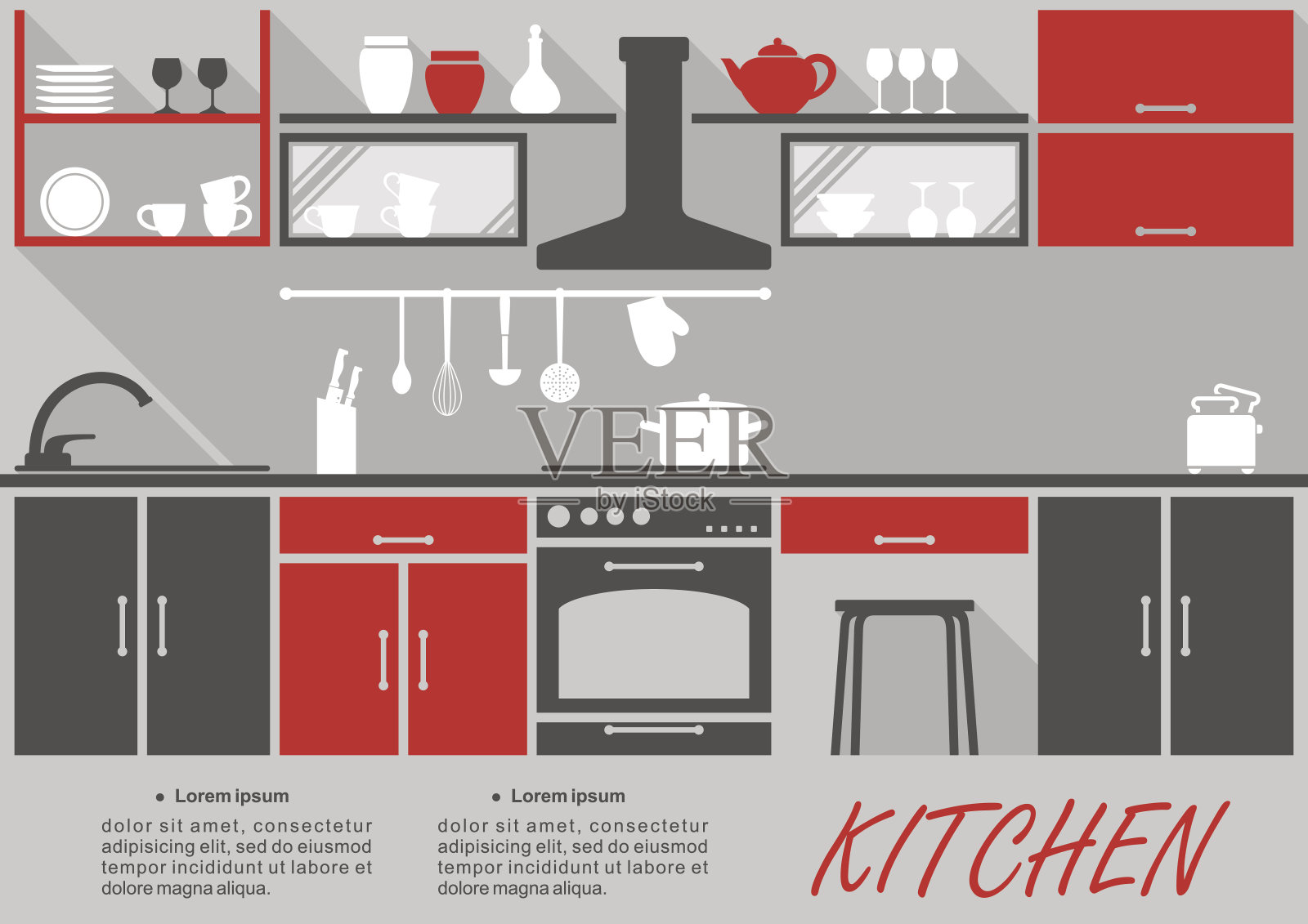 厨房室内装饰信息图表插画图片素材
