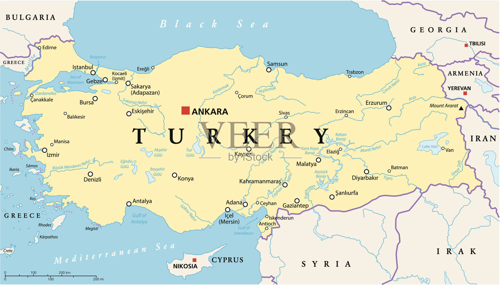 土耳其政治地图插画图片素材