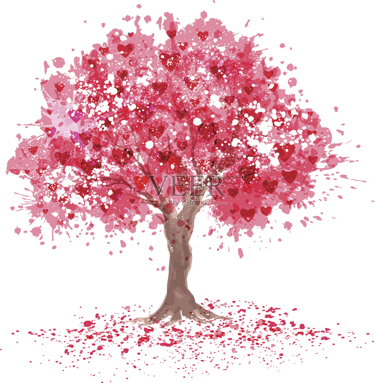樱花树抽象风格。插画图片素材