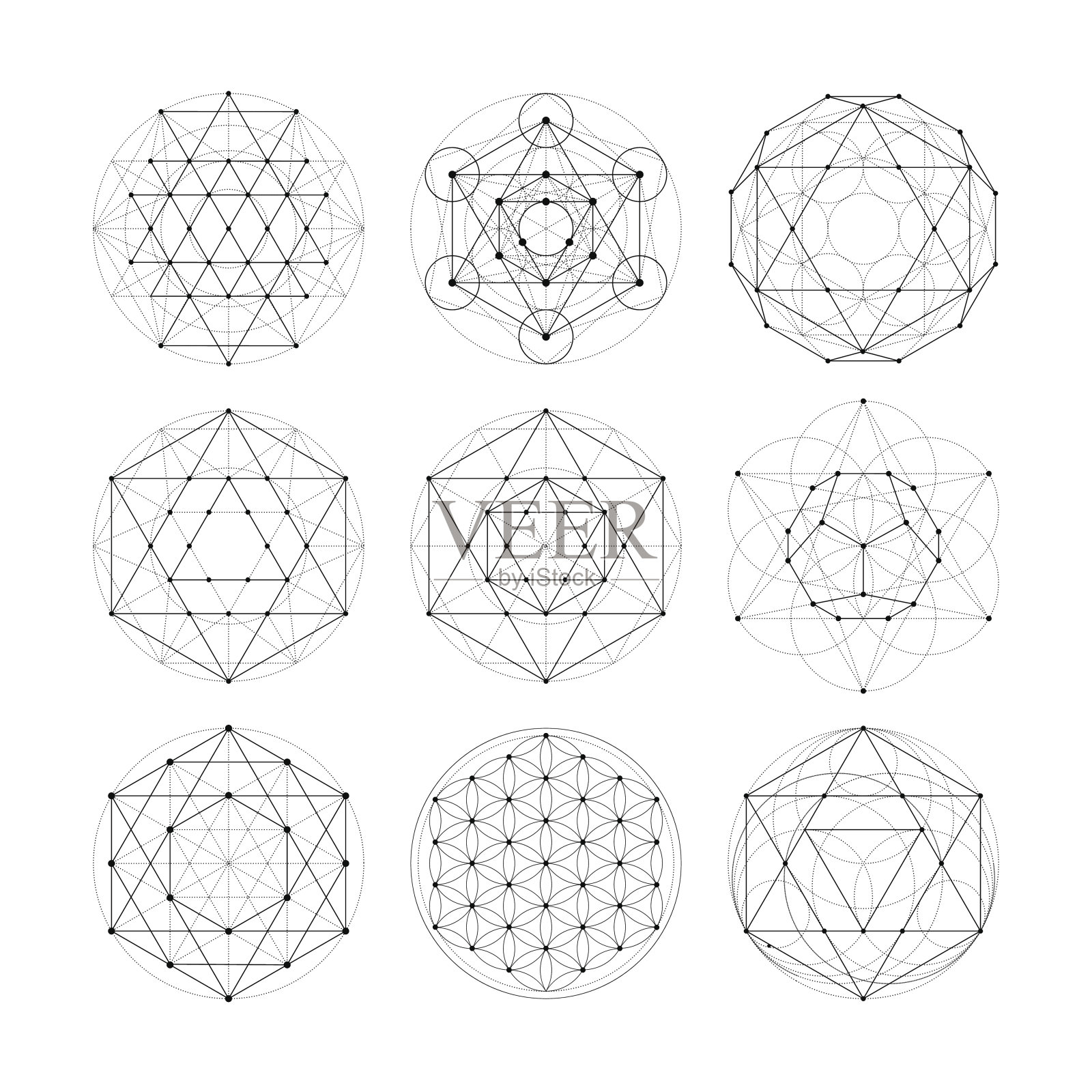 神圣几何学。命理学占星学的符号和符号插画图片素材