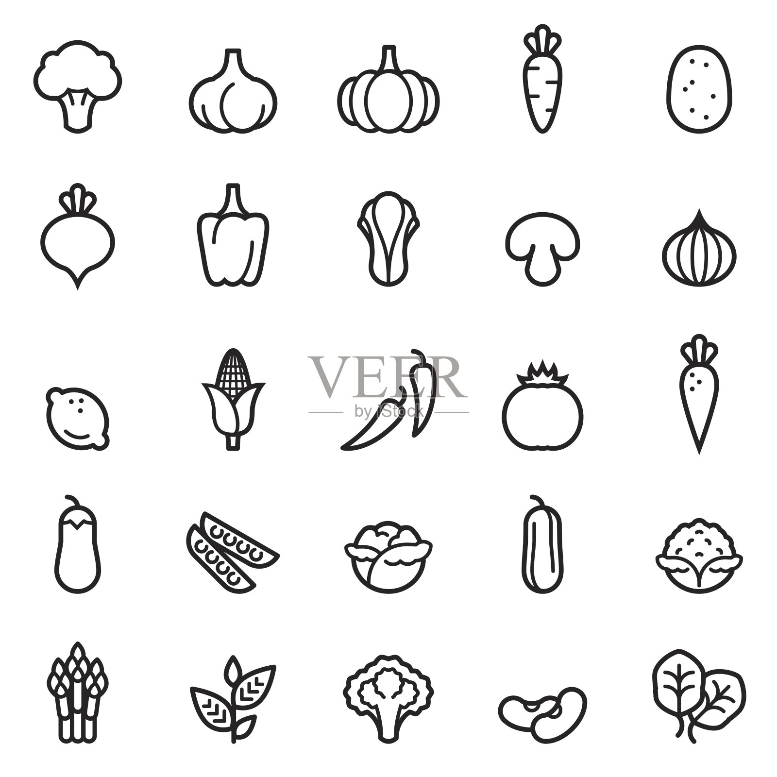 蔬菜细线图标设计元素图片