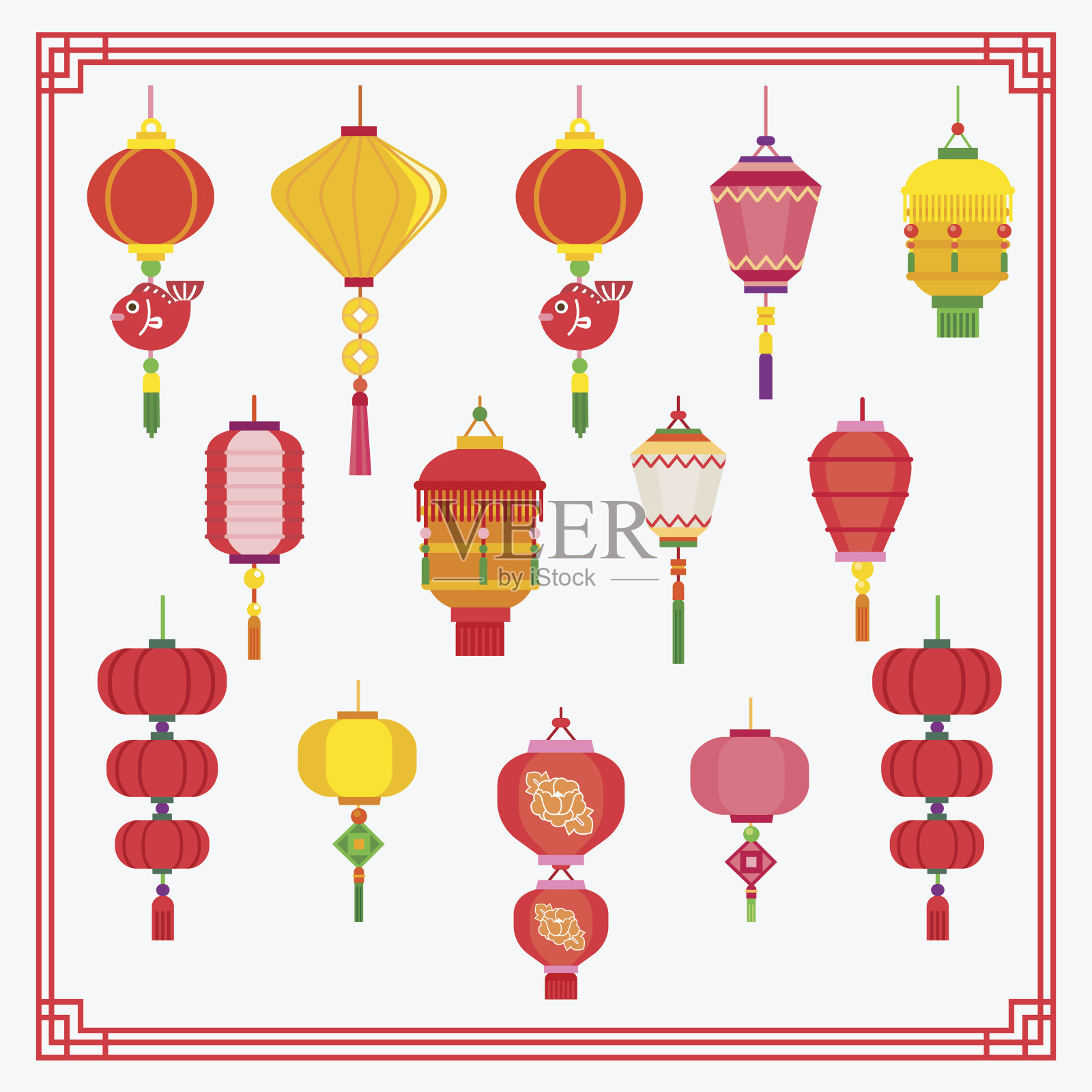 中国的灯笼插画图片素材