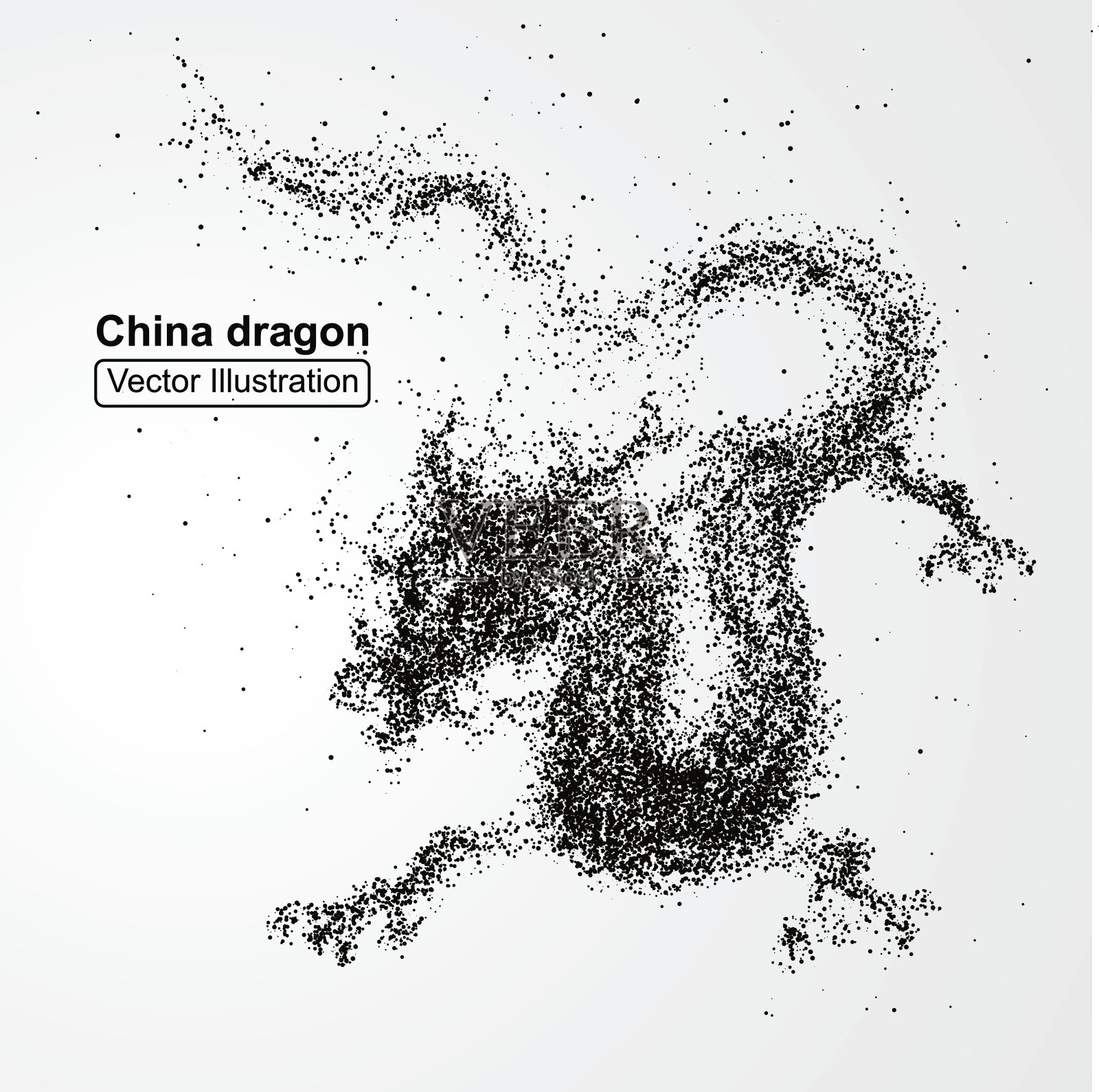 中国龙粒子组成，矢量插图组成。插画图片素材