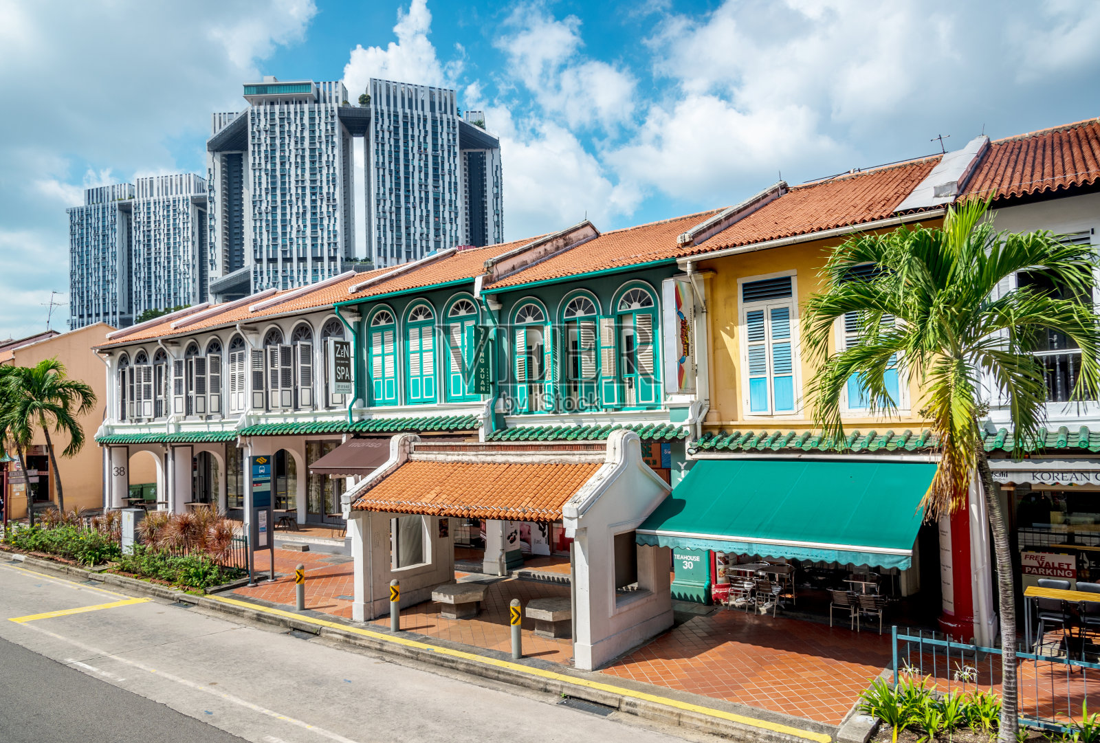 华埠色彩斑斓的新加坡传统房屋照片摄影图片
