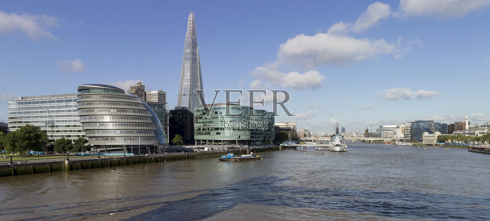 碎片大厦和伦敦桥的全景照片摄影图片