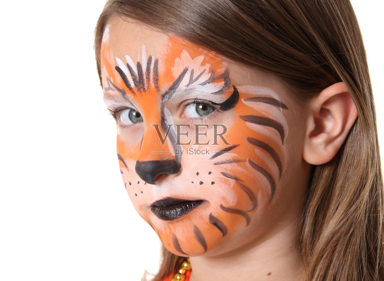 老虎的脸部涂料照片摄影图片