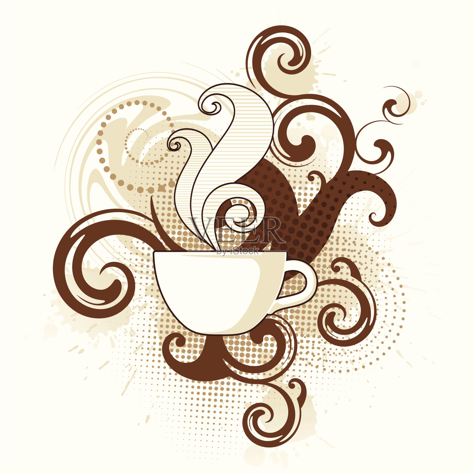 咖啡漩涡插画图片素材