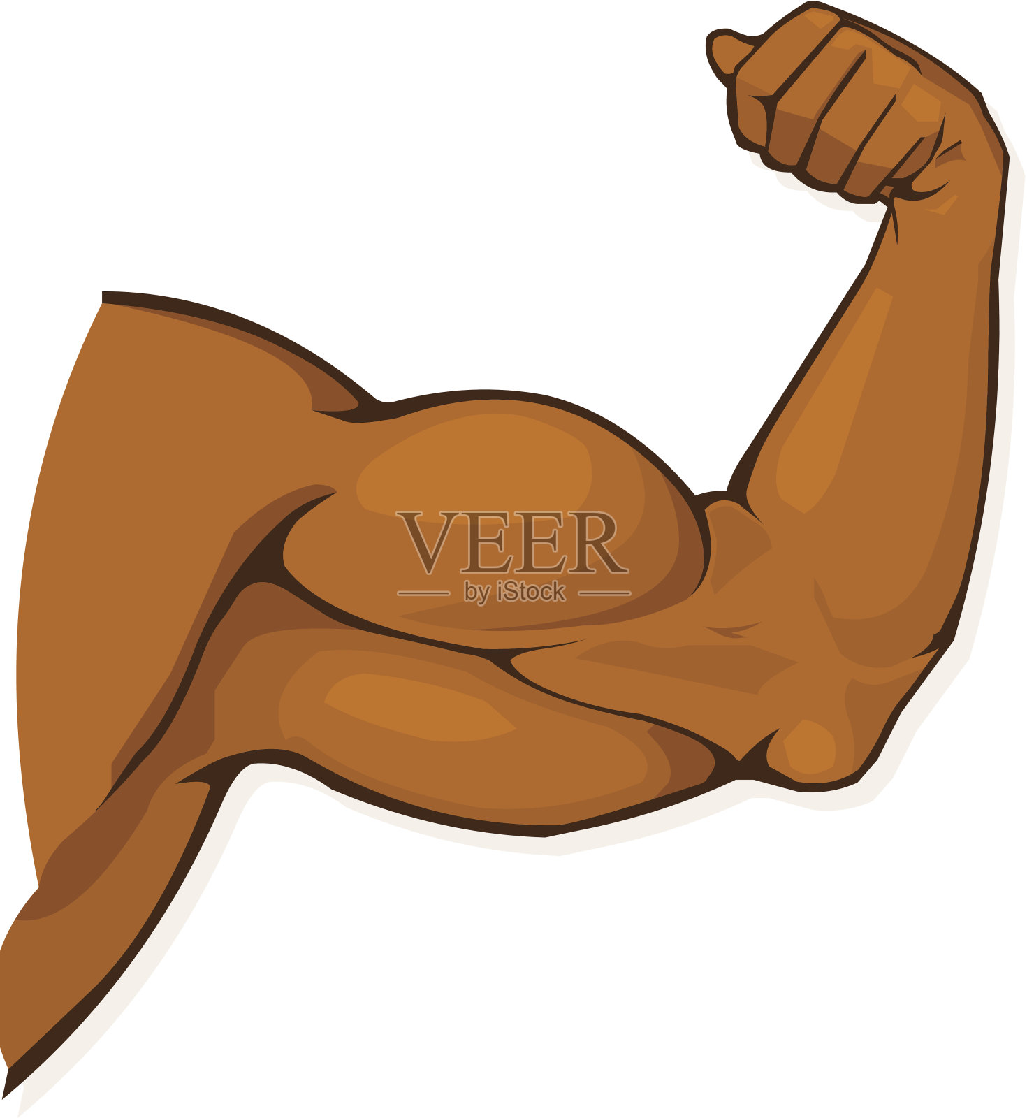 黑人肌肉发达的手臂弯曲的二头肌插画图片素材