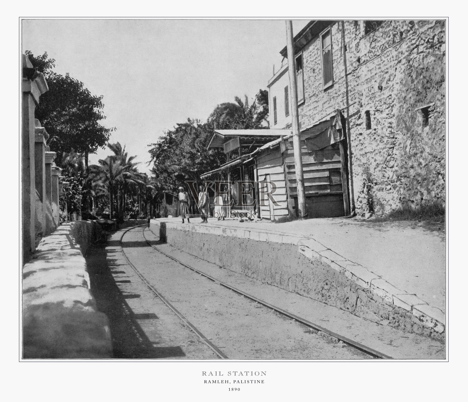 Ramleh火车站，巴勒斯坦，古巴勒斯坦照片，1893年照片摄影图片