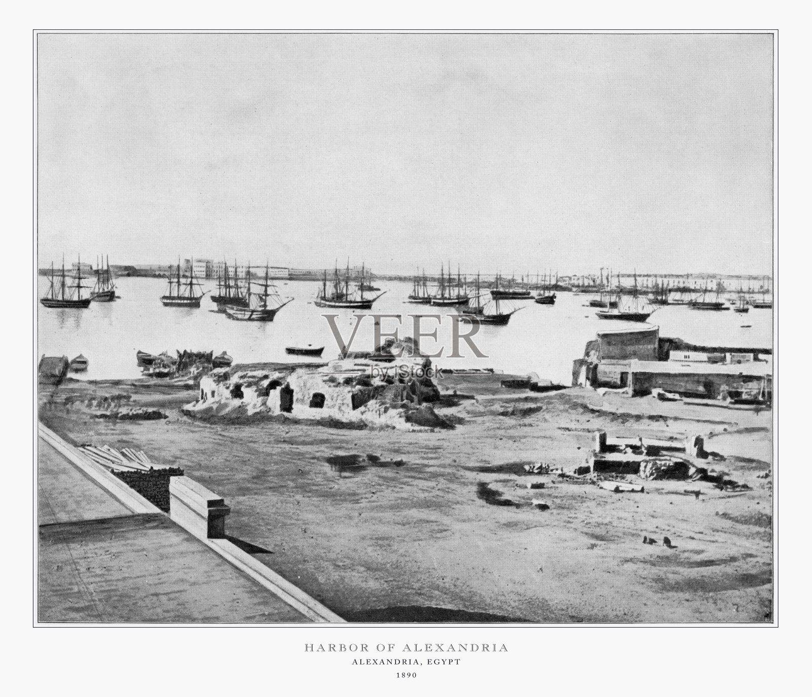 亚历山大港，埃及，古埃及照片，1893照片摄影图片