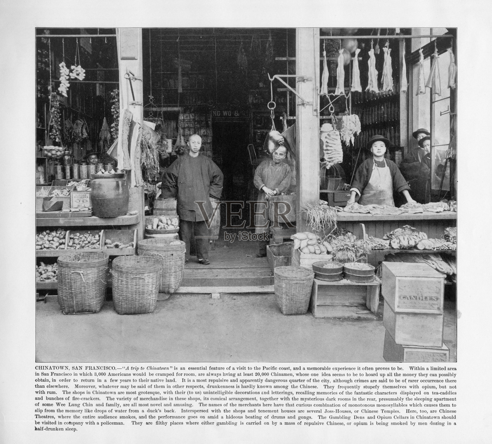 古董美国照片:唐人街，旧金山，加利福尼亚，美国，1893照片摄影图片