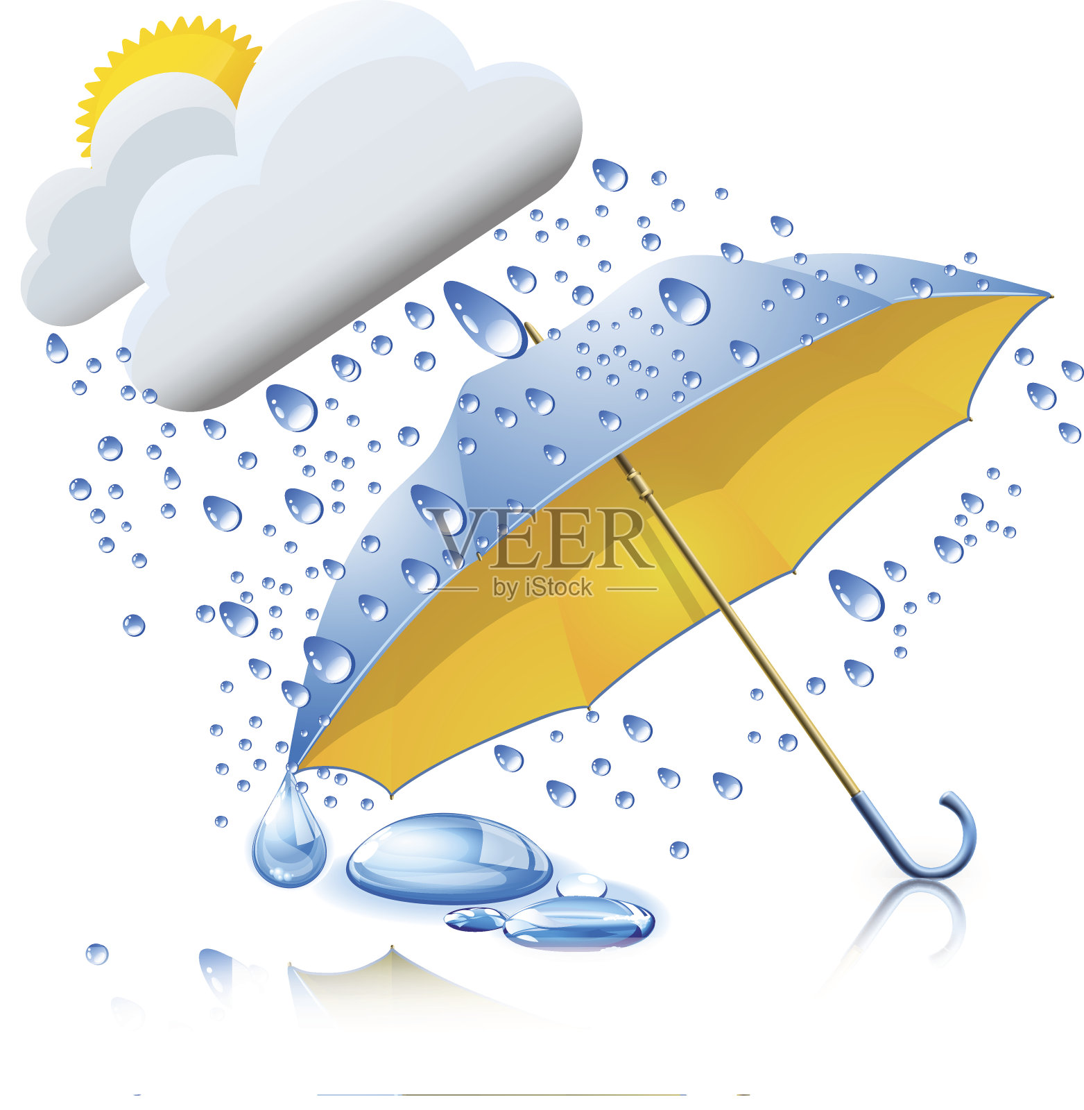 伞，雨和雪插画图片素材
