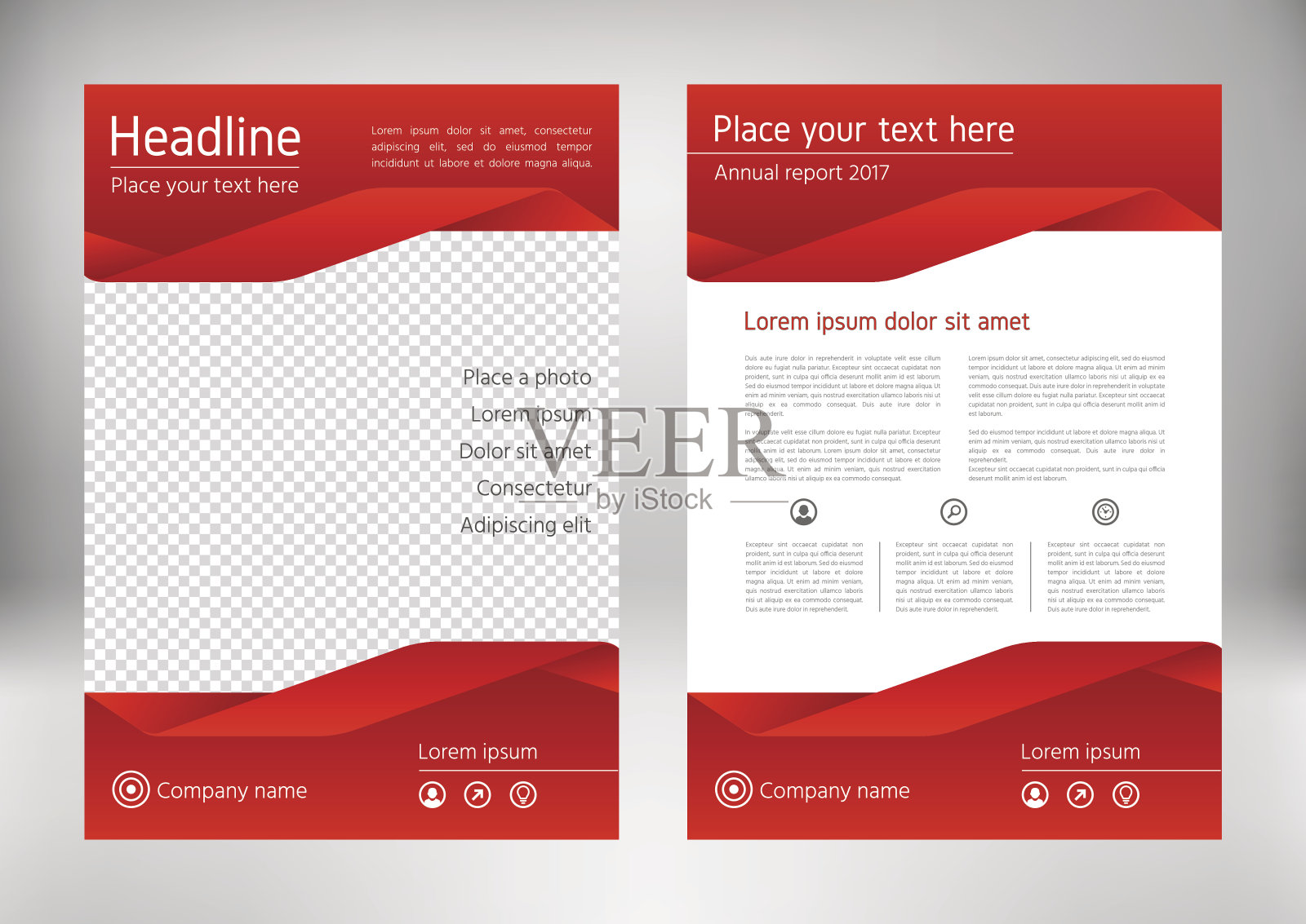 红色年报宣传册设计模板。业务传单,传单。设计模板素材