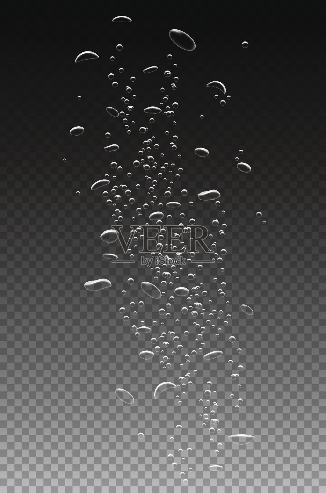 矢量现实的空气水下气泡隔离在透明的背景。设计元素图片