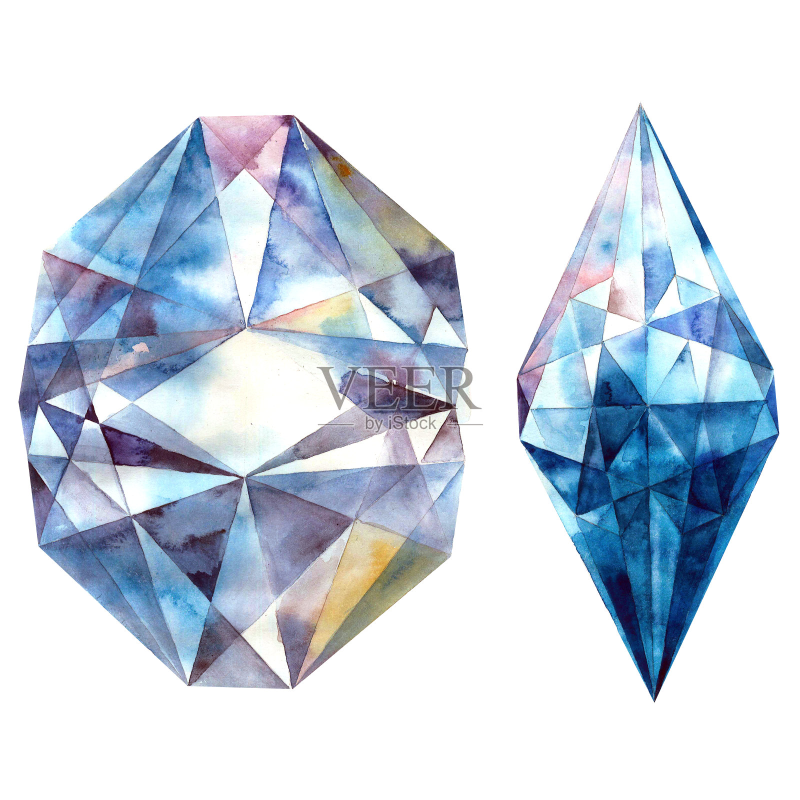 蓝色大钻石插画图片素材