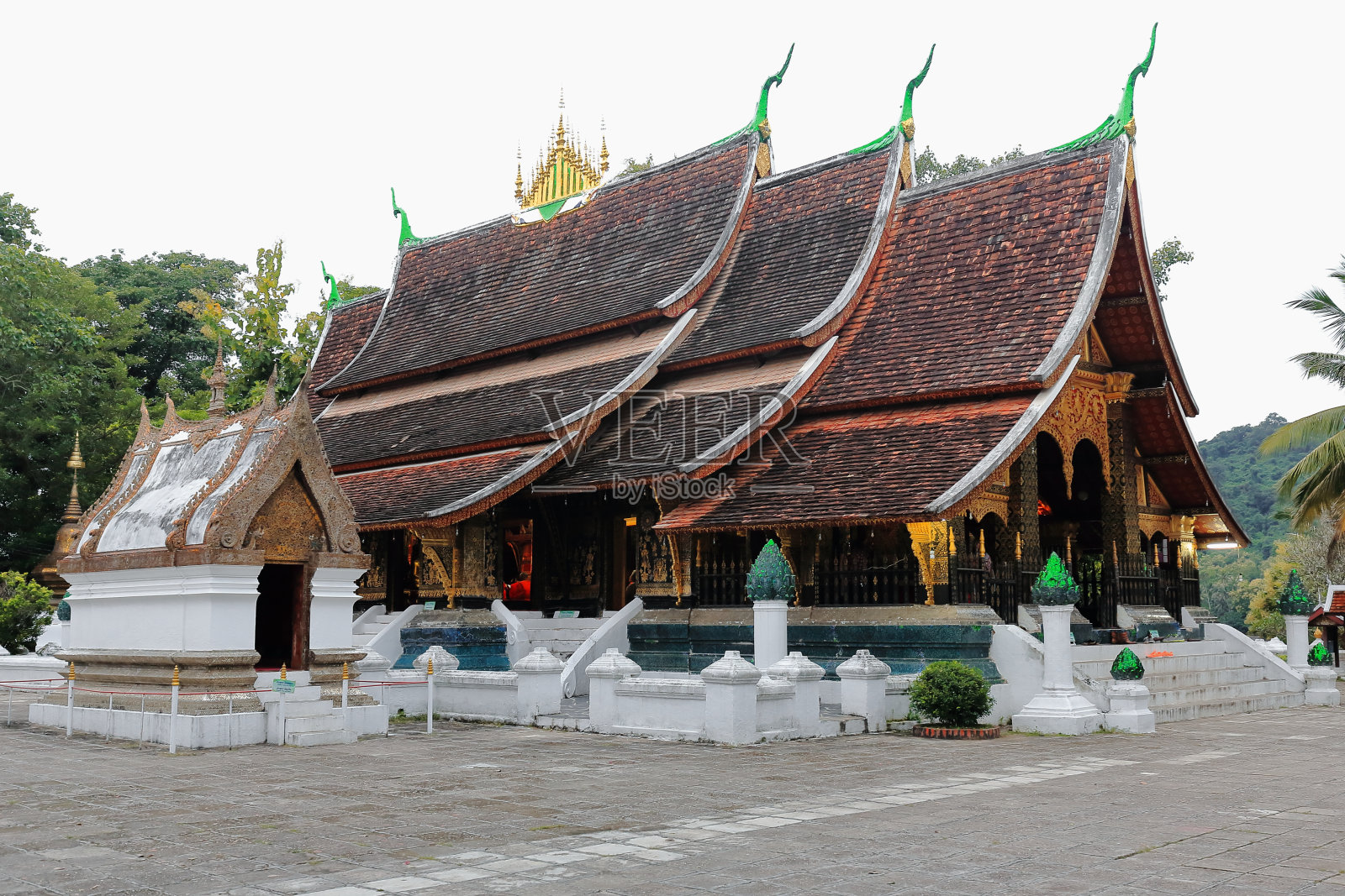 前门廊或会堂。琅勃拉邦-老挝向通寺4501照片摄影图片